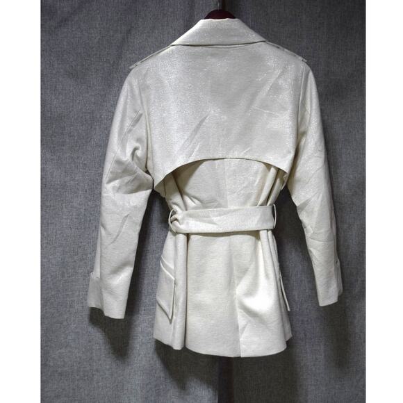 Yoana Baraschi Metallic Cream Belted Trench Jacket Size S – Made in NYC - Picture 3 of 3
